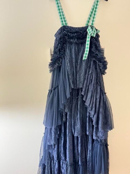 Free People Dresses & Skirts - Free People Isabel Midi Lace Dress Navy Combo Size Medium (M) NWOT